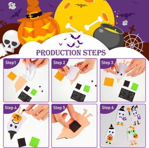 Vista 3 de Weewooday Kit de manualidades de Halloween, 12 unidades, diseño de fantasma, imán para nevera