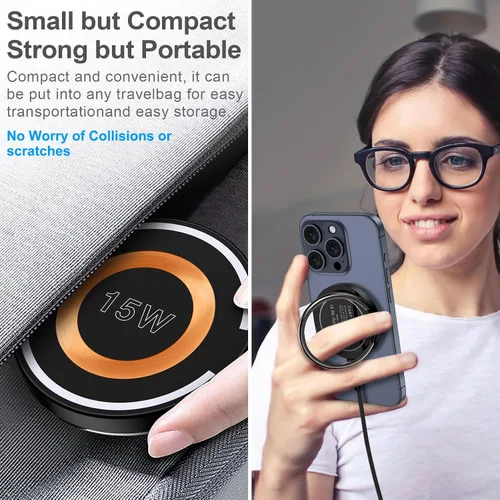Vista 4 de Cargador inalámbrico S24 Ultra Wireless Pad de carga rápida para Galaxy S24+/S24/S23+/S22/S21/S20/Z Flip 5, Google Pixel 8Pro/8a/7/6, paquete de 2