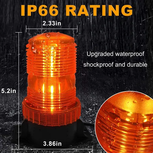 Vista 6 de Luz estroboscópica LED, luces intermitentes de seguridad de emergencia de 12 V-24 V con cable magnético y cable recto de 16.4 pies para vehículo
