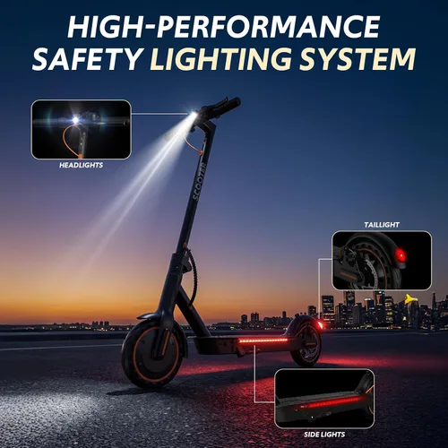Vista 2 de Electric Scooter Adults, Folding E Scooter with 8.5/10 inch Tire,Front Suspension, Built in Side Light