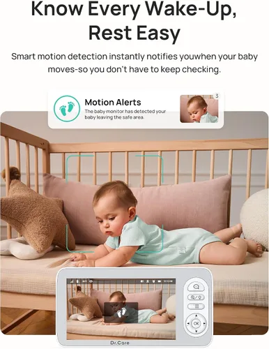 Vista 5 de Dr.Care LumiView Plus Smart WiFi Baby Monitor - Pantalla dividida 1080P de 5.5 pulgadas y cámara 2K, modo de privacidad, alertas de llanto