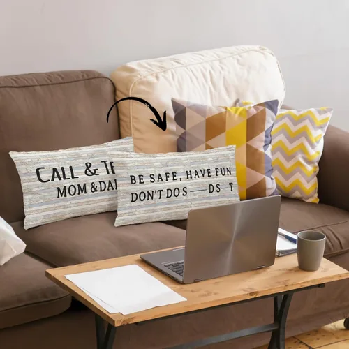 Vista 14 de Mingnei Funda de almohada con texto en inglés "Call Your Mom", divertida funda de almohada reversible decorativa de 12 x 20 pulgadas, regalos
