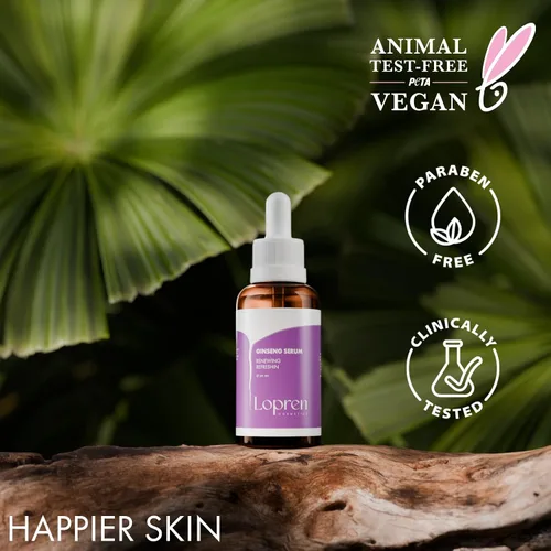 Vista 3 de Suero de ginseng, suero facial renovador e hidratante de la piel, ginseng de alta potencia y péptidos para antienvejecimiento, cuidado de arrugas