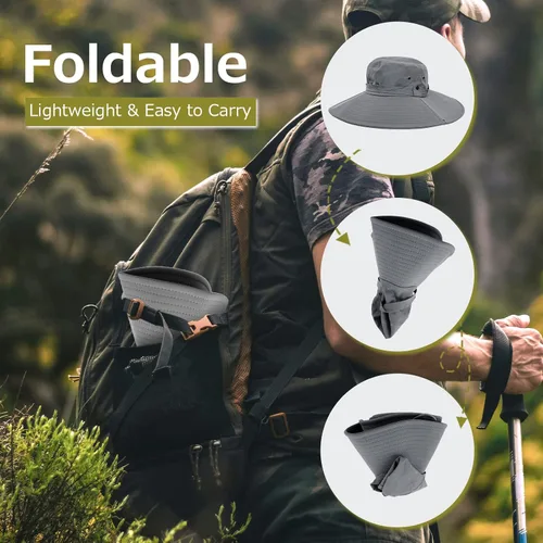 Vista 5 de Surblue Sombrero de ala ancha con protección solar UV para pesca, senderismo, camping