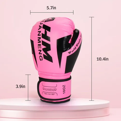 Vista 2 de Guantes de entrenamiento de boxeo Guantes para saco de boxeo para mujeres y adultos, Guantes profesionales a prueba de golpes para entrenamiento