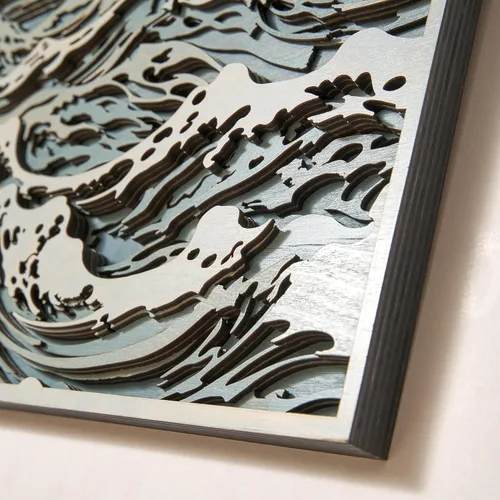 Vista 8 de NEODECO Decoración de pared de ondas de madera paramétrica, escultura de pared de madera 3D, arte de pared de madera de olas en el océano