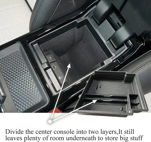 Vista 3 de Organizador de consola central compatible con Land Rover Evoque 2020-2026, bandeja de almacenamiento secundario de ABS, bandeja de almacenamiento