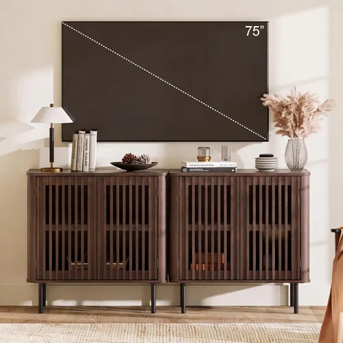 Vista 15 de WAMPAT 31.5" W Mid Century Modern TV Stand for Living Room, Bedroom, Black