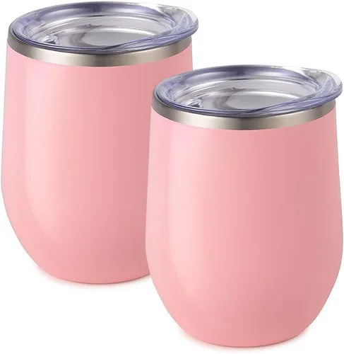 Vista 22 de Vaso de vino Maars Bev sin soporte de con paredes dobles aislantes al vacío de acero inoxidable de 12 onzas, Fucsia