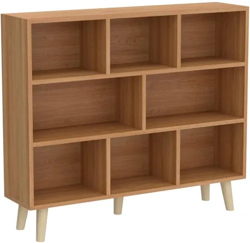 Vista 45 de IOTXY - Estantería de madera con espacios abiertos, 3 niveles, con patas, 5 cubos, color azul brillante Nordic Minimalist Style, MDF