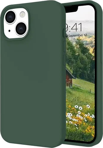 Vista 11 de Telaso Funda compatible con iPhone 13, silicona líquida de gel suave para iPhone 13, funda delgada con forro de microfibra a prueba de golpes, Azul
