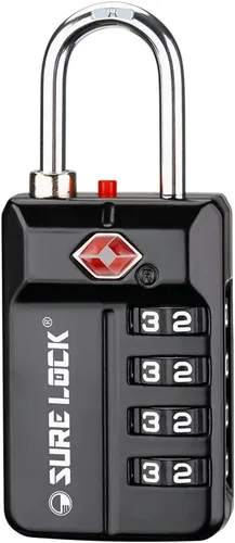 Vista 14 de SURE LOCK Cerradura de combinación reiniciable de 4 dígitos aprobada por la TSA con alerta abierta, diales de fácil lectura, para equipaje 17021ALL