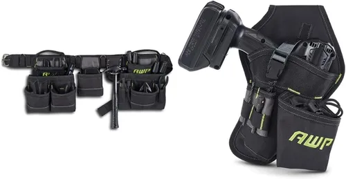 Vista 11 de AWP Plataforma de herramientas de carpintero con asas de transporte, cinturón de herramientas premium, cinturón acolchado de malla de aire que se
