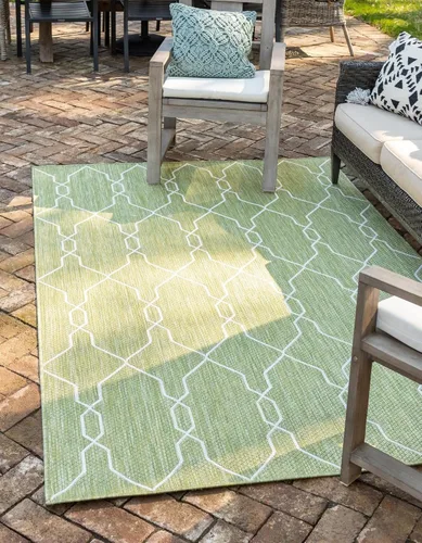 Vista 21 de Unique Loom Outdoor Trellis Collection - Alfombra de área con diseño de enrejado (2 x 6 pies 1 pulgada, azul/marfil)