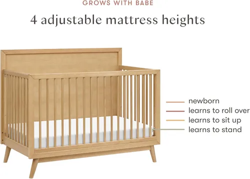 Vista 7 de Babyletto Palma - Cuna convertible 4 en 1 con kit de conversión de cama para niños pequeños en miel, certificado Greenguard Gold GREENGUARD