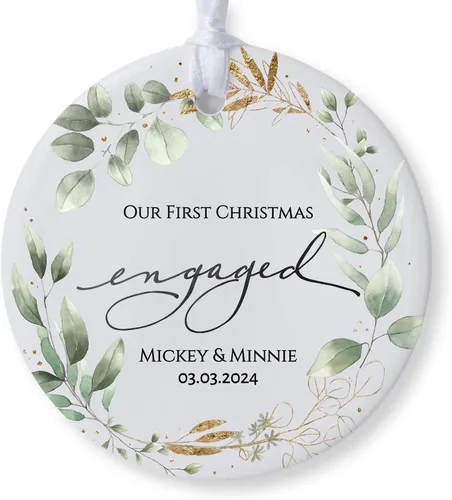 Vista 8 de Cozzies Adorno de Navidad personalizado, nuestro primer regalo de compromiso de Navidad, regalo de boda