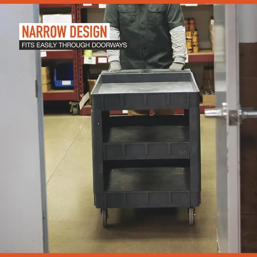 Vista 5 de Ironton Carrito utilitario de 3 bandejas de capacidad de 500 libras, carrito de carga de construcción de espuma estructural sin mantenimiento