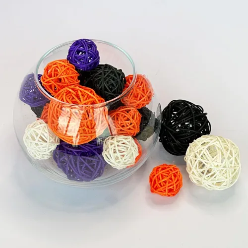 Vista 4 de Qingbei Rina 20 bolas de mimbre de ratán de Halloween, bolas decorativas de otoño para cuencos, relleno de jarrón para centros de mesa, rellenos