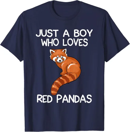 Vista 46 de Just A Boy Who Loves Red Pandas Gift - Camiseta con diseño de panda roja, Negro, S