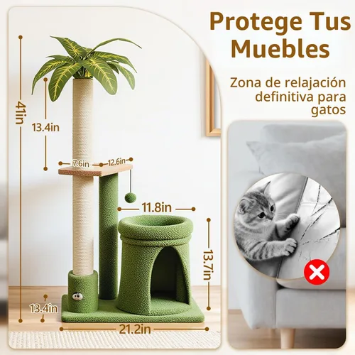 Vista 6 de 41" Cat Tree Tower Condo Scratch Post Stand para gatos pequeños