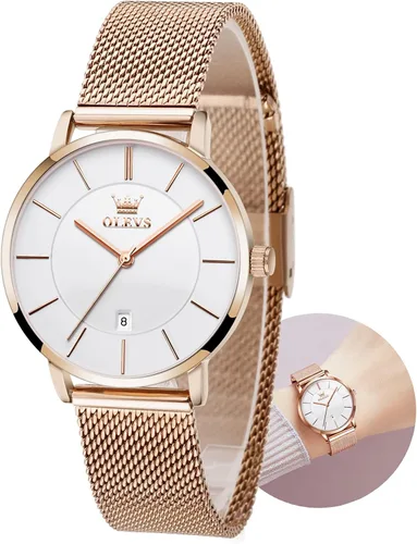 Vista 17 de OLEVS Reloj para mujer con malla, relojes analógicos de cuarzo para mujer con fecha, relojes clásicos de vestir para mujer, reloj de pulsera