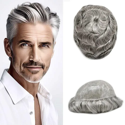 Vista 68 de Extensiones de pelo y tupés para hombre, sistema de cabello humano de poliéster completo para hombre, postizo de repuesto para hombre, protesis