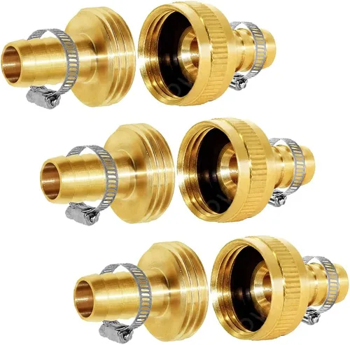 Vista 11 de Joywayus - Conector de reparación de manguera de jardín de latón de 4 piezas, púas de 1/2 pulgada x 3/4 pulgadas GHT