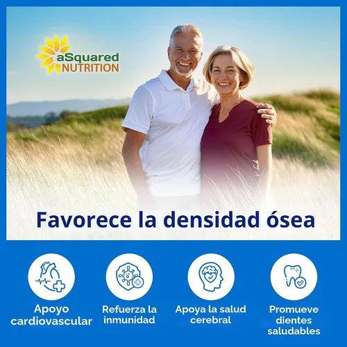Vista 5 de aSquared Nutrition Vitamina D3 con suplemento K2-180 tabletas masticables, colecalciferol D-3 de fuerza máxima y K-2 MK7 para apoyar huesos