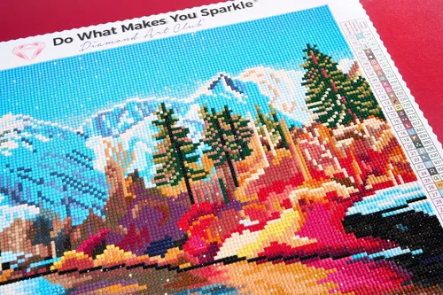 Vista 6 de DIAMOND ART CLUB - Juego de pintura con diamantes, lienzo de “Otoño en Leavenworth”, lienzo redondo 5D para principiantes, divertidas manualidades