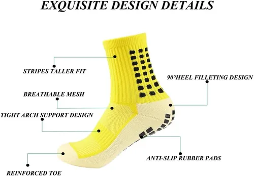 Vista 2 de Calcetines de fútbol para hombre, antideslizantes, almohadillas antideslizantes para fútbol, baloncesto, deportes, 4 pares