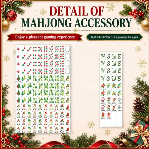 Vista 3 de Arrowbash 160 piezas de azulejos de mahjong de elfo de Navidad, acrílico