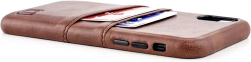 Vista 5 de Dockem Funda tipo cartera para iPhone XR: placa metálica integrada para montaje magnético y 2 tarjeteros (6.1" Exec M2, cuero sintético, marrón)