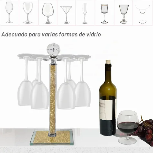 Vista 5 de Soporte para copa de vino de cristal, 14 "H Gold Wine Cup Holder Dorado