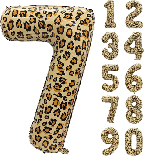 Vista 10 de Decoraciones de globos de letras de feliz cumpleaños con estampado de Estampado de leopardo