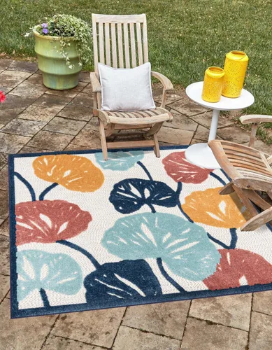 Vista 14 de Unique Loom Belize Outdoor Collection - Alfombra de área para calafatear (2 x 3 pies 1 pulgada, rectangular, carbón/azul claro)