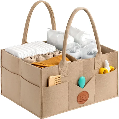 Vista 11 de KeaBabies Organizador de pañales para bebé con asa, organizador portátil de auto para bebé y almacenamiento para guardería, cambiador, cesta de Gris