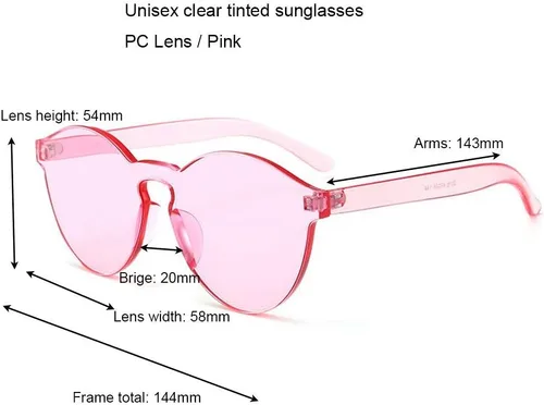Vista 4 de Armear Gafas de sol redondas sin montura retro para mujer, lentes tintadas de una pieza
