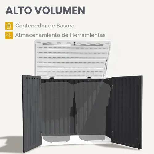 Vista 3 de DWVO Cobertizo de almacenamiento horizontal resistente a la intemperie para exteriores, capacidad de 35 pies cúbicos, con cerradura e impermeable
