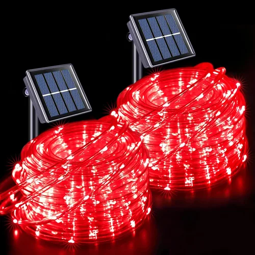 Vista 24 de JMEXSUSS 2 * 200 luces LED rosas solares tipo cuerda, 66 pies IP65 impermeables, luces solares de cadena para exteriores, 8 modos de luces navideñas