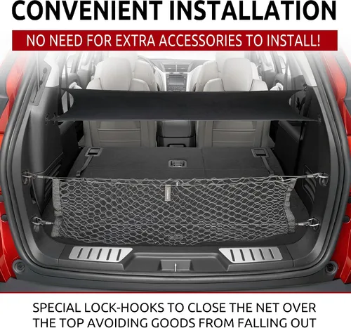 Vista 3 de Trunknets Inc Persiana de seguridad de carga + red de carga para Chevrolet Traverse 2009 2010 2011 2012 2013 2014 2015 2016 - Ebony New
