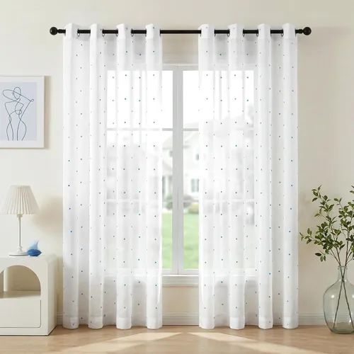 Vista 35 de Deconovo - Cortinas transparentes con filtro de luz de 84 pulgadas de largo Plata