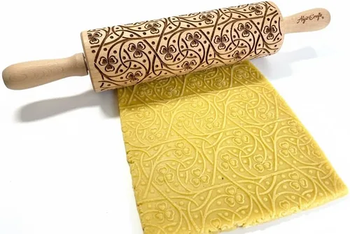 Vista 7 de Rodillo de Repostería con Relieve de LADRILLOS. Rodillo para Masa Grabado con Láser con Patrón de Pared para Galletas en Relieve o Cerámica por
