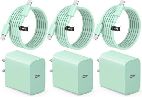 Vista 12 de Cargador USB C tipo C de carga rápida de 10 pies de largo para iPhone 17, 16, 15, paquete de 3 cargadores rápidos USB C para iPhone 17/17 Plus/17