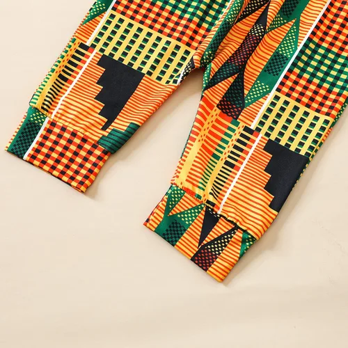 Vista 7 de Mubineo Conjunto de 2 piezas con estampado africano de Kente Dashiki para bebés, niñas y niños pequeños