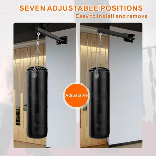 Vista 3 de Soporte de pared para colgar bolsas pesadas, colgador ajustable para bolsa de boxeo, 7 posiciones ajustables, soporte de pared para boxeo, Muay Thai