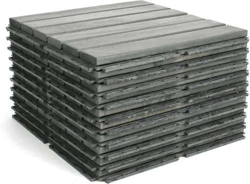 Vista 4 de Baldosas de madera de acacia para exteriores, baldosas de patio que se entrelazan. Moderno Gris Recto