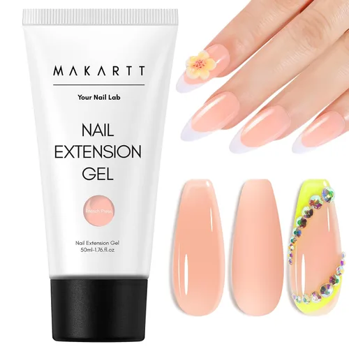 Vista 21 de Makartt Gel de uñas de poligel 50ml, gel constructor para uñas sin hema, rosa y marrón, fortalecedor multifuncional para extensión de uñas, gel duro