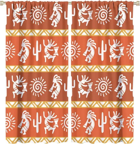 Vista 21 de Kokopelli - Cortinas opacas para cocina, decoración de sala de estar, dormitorio, 21 x 45 pulgadas, 2 paneles