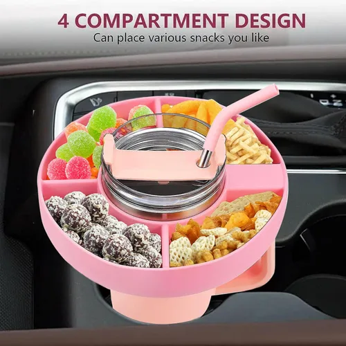 Vista 4 de Stanley - Tazón de aperitivos para vaso Stanley de 30 onzas con asa, bandeja de silicona reutilizable para portavasos Stanley, accesorios