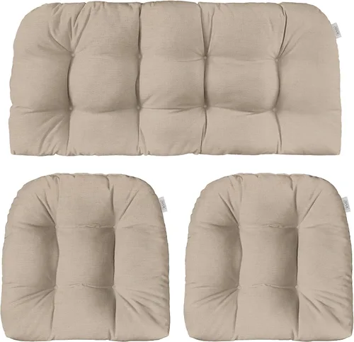 Vista 21 de RSH DECOR: Sunbrella - Juego de 3 cojines de mimbre copetudos 41 x 19 pulgadas y 19 x 19 pulgadas Fabricado con tela de rendimiento Sunbrella